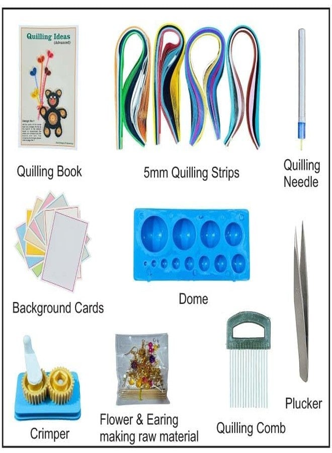 BOLT BEE Paper Quilling Tools Kit with Strips, Needle, Tinted Papers, Earring Hooks, Stones, Moving Eyes, Tooth Picks, Pencils, Quilling Book (All in one) - Image 2